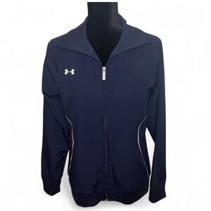 Under Armour Woman’s Full Zip Windbreaker in Navy White Piping XS